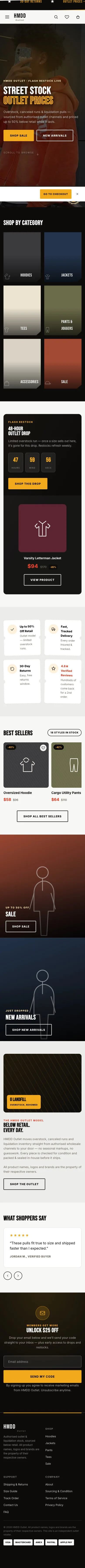 Мобільна версія проєкту «HMDD Outlet»